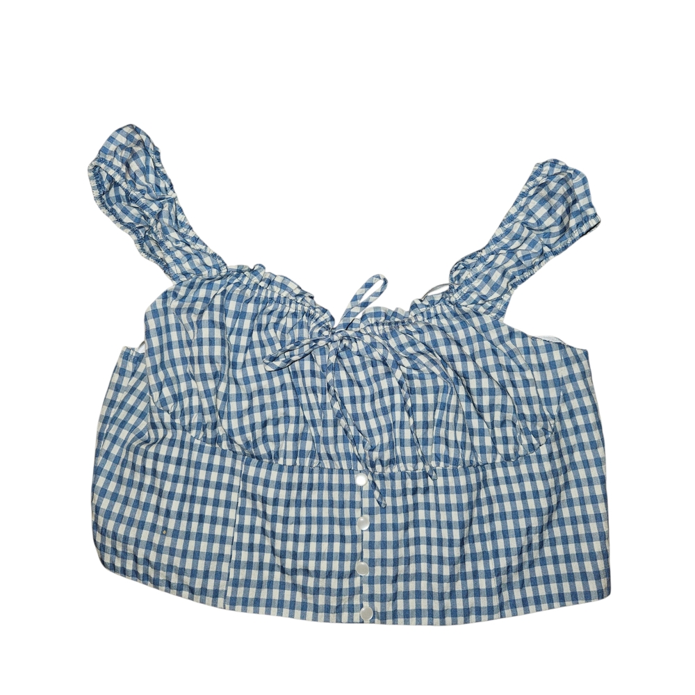 Monteau LA Blue Gingham Crop Top Size XL
